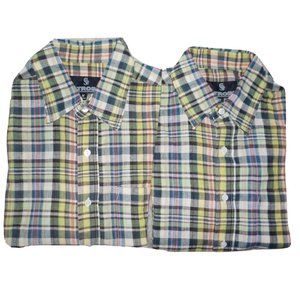 Lot of 2 Strobe Woven Plaid Shirts Button Front 100% Cotton Multicolor